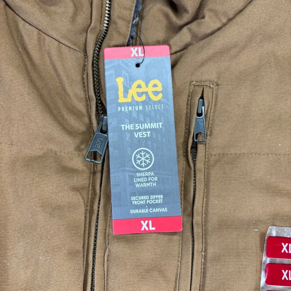 Lee Summit Vest Mens XL Tobacco Brown NWT Sherpa Lined Canvas Workwear LM30VT618